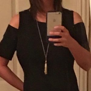 AB Studio black cold shoulder dress